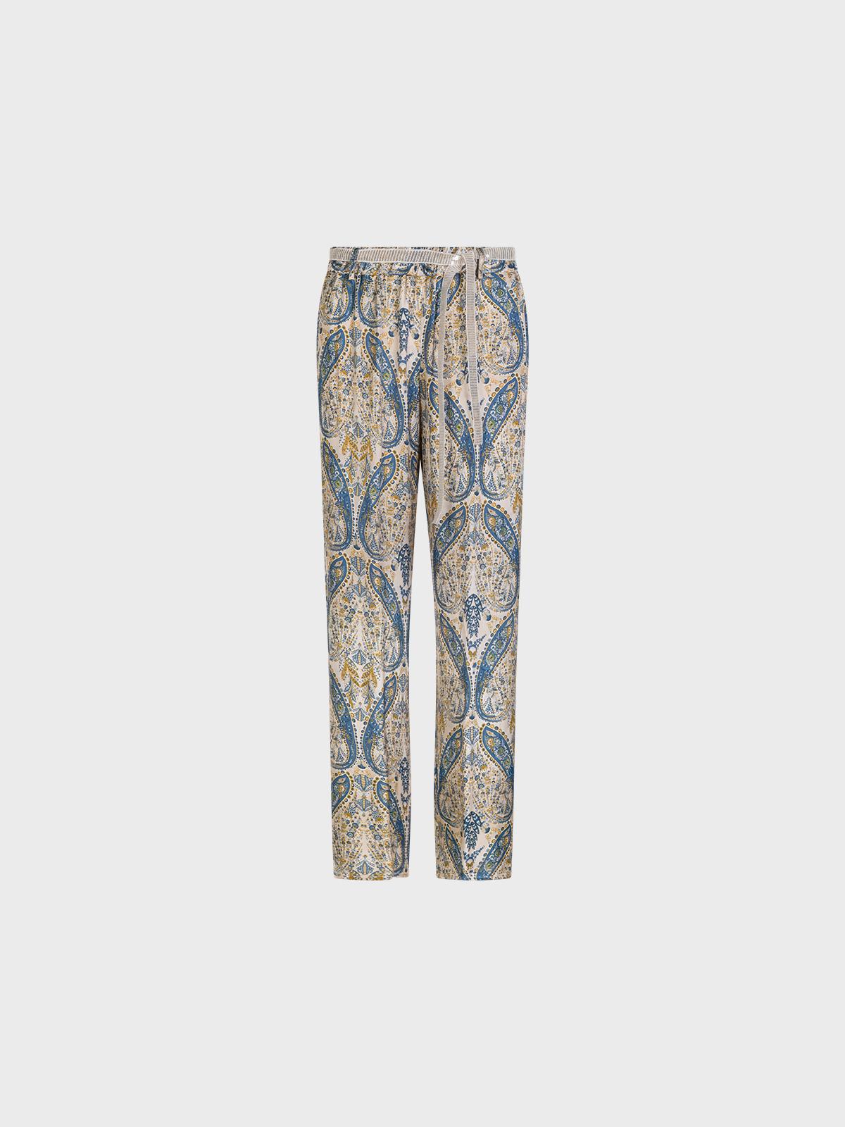 Pantalone In Raso Di Viscosa Stampato