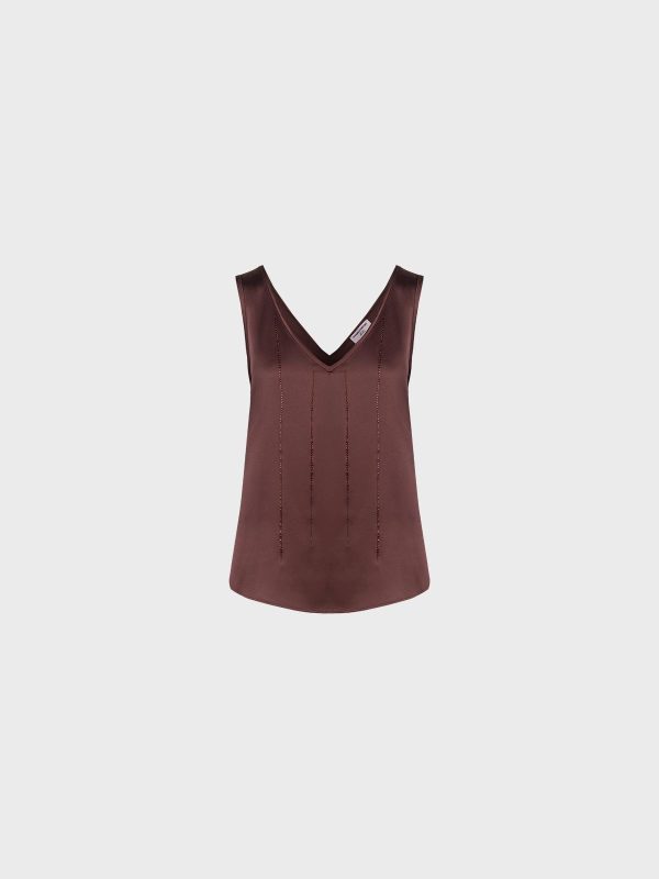 Top Scollo A V Con Strass