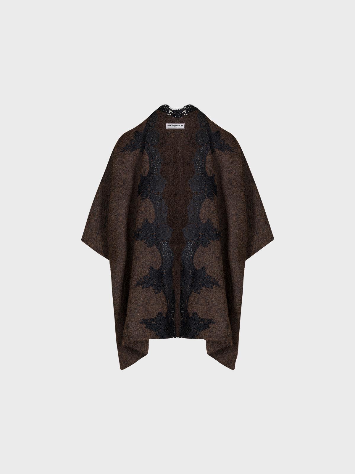 Cardigan Over Con Applicazione In Pizzo