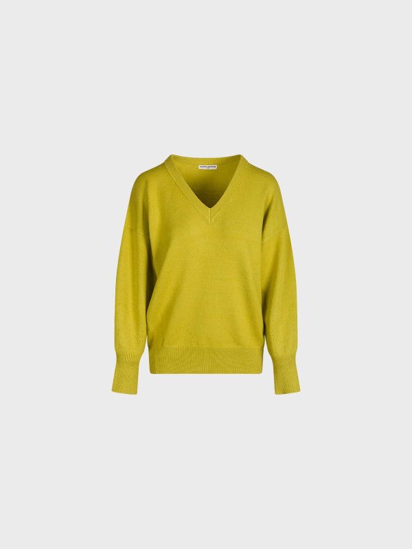 Maglia Scollo A V Con Fondo Manica Sbuffo