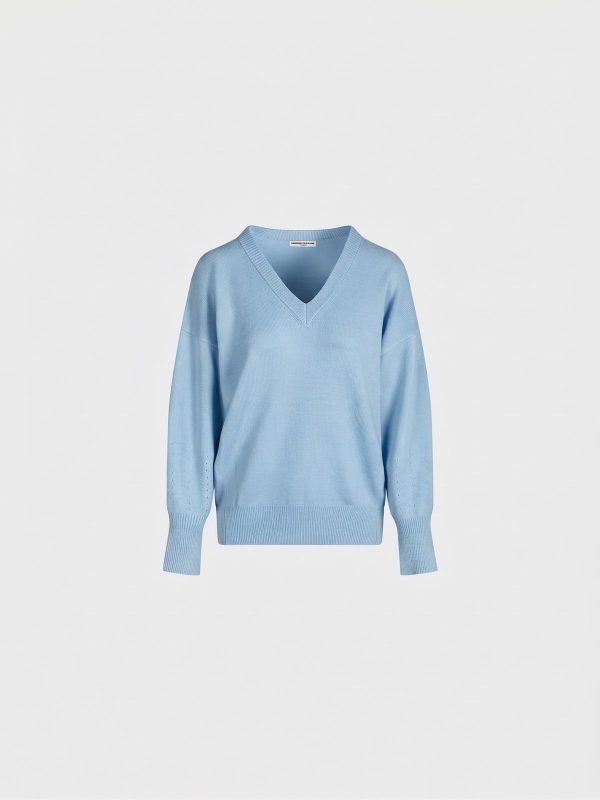 Maglia Scollo A V Con Fondo Manica Sbuffo