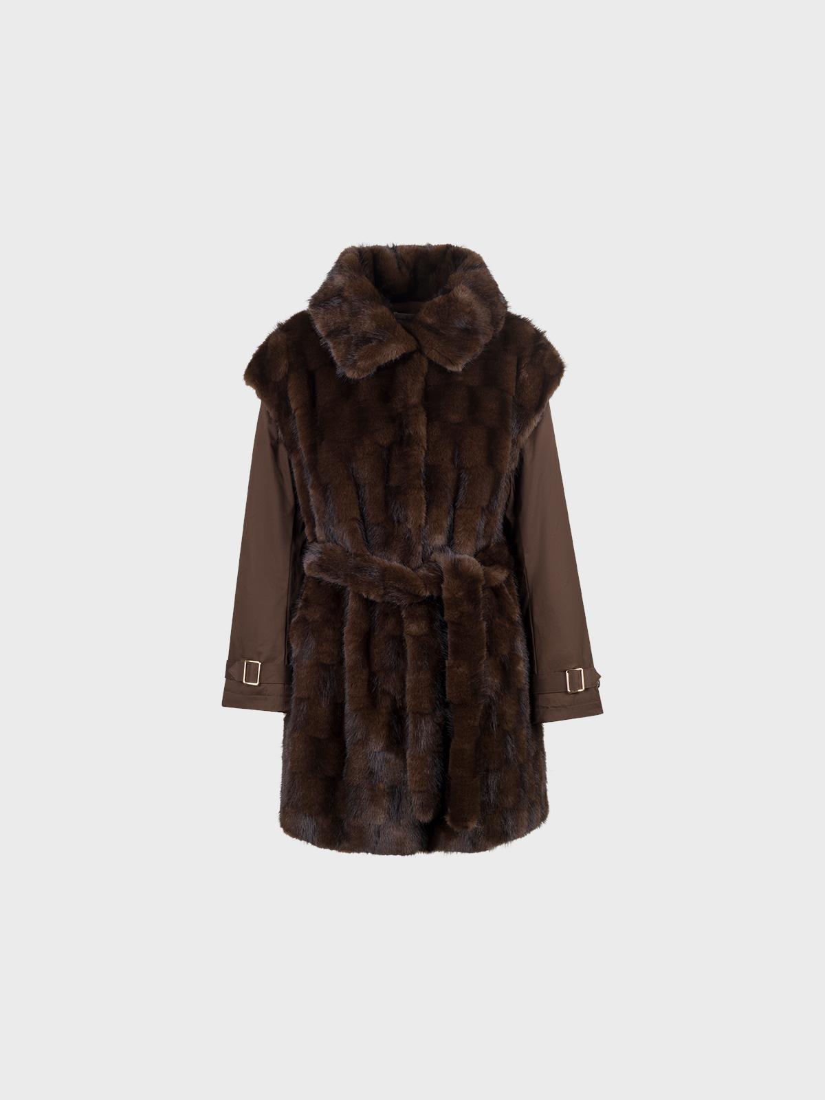 Ecopelliccia Con Maniche In Nylon