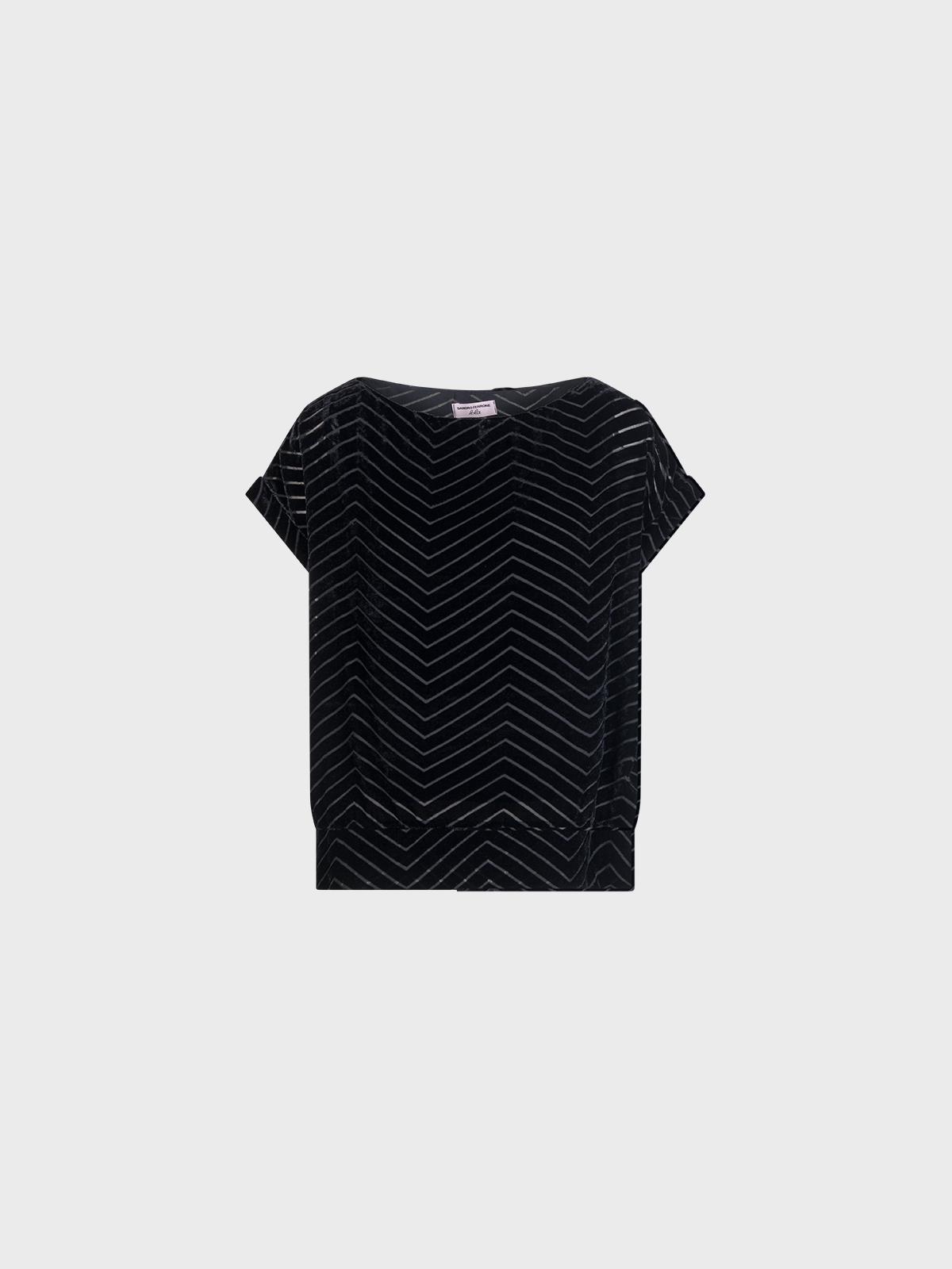 Blusa Scollo Barca In Velluto Chevron